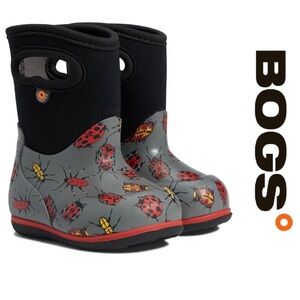 Bogs | Classic Black and Red Bugs Rain Boots | Size 8
